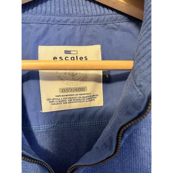 Escales Paris 100% Linen 1/4 Zip Sweater Blue Men's Limited Edition Size L - Picture 6 of 9